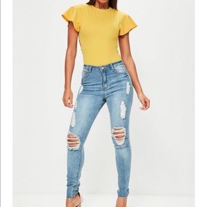 missguided yellow bodysuit
